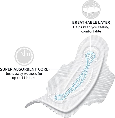 Miniatura 4 de Yaxa Basics Thick Maxi Pads with Flexi-Wings for Periods, Extra Long Length, Super Absorbency, Unscented, Size 3, 104 Count (4 Packs of 26)