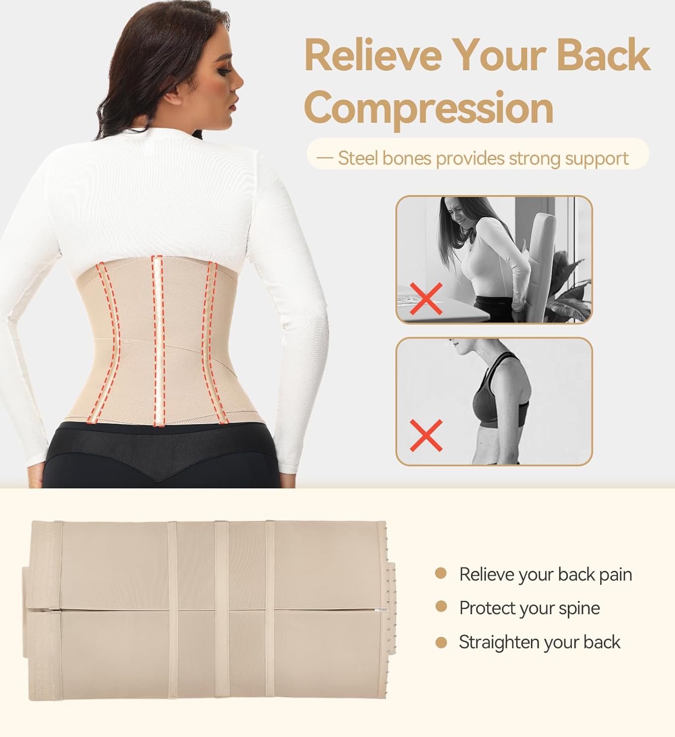 SHAPSHE Waist Trainer For Women Tummy Control Workout Waist Cincher Segmented Triple Wrap Belt Postpartum Girdle with Hooks - Image 4