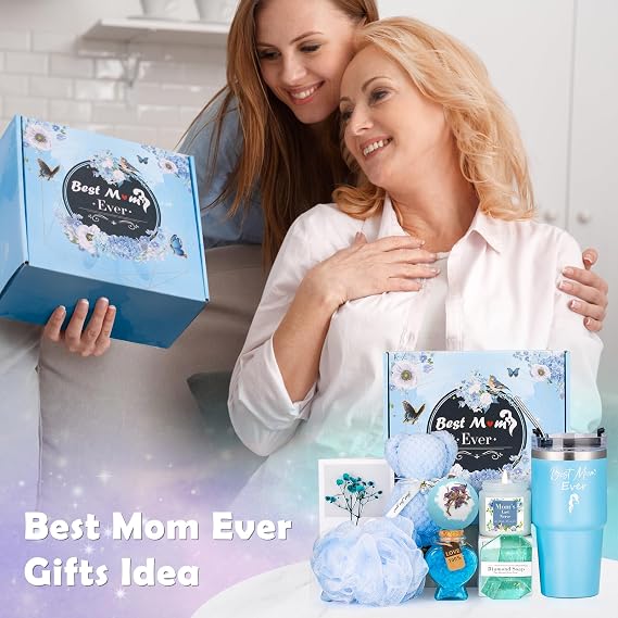 Mom Birthday Gifts Ideas Basket for Moms Mama Mother from Daughter Son Child, Mothers Day Gifts, New Mom Gift, Relaxing Spa Bath Set for Mama 20oz Tumbler