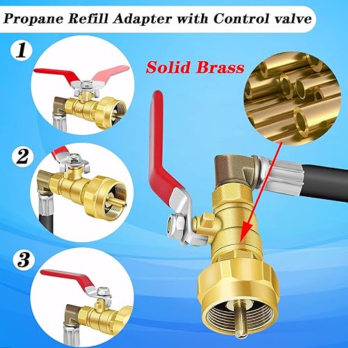 Miniatura 4 de Boltigen Adaptador de repuesto de propano para tanques de 1 libra, adaptador de llenado de propano de 36 pulgadas, conector convertidor de llenado