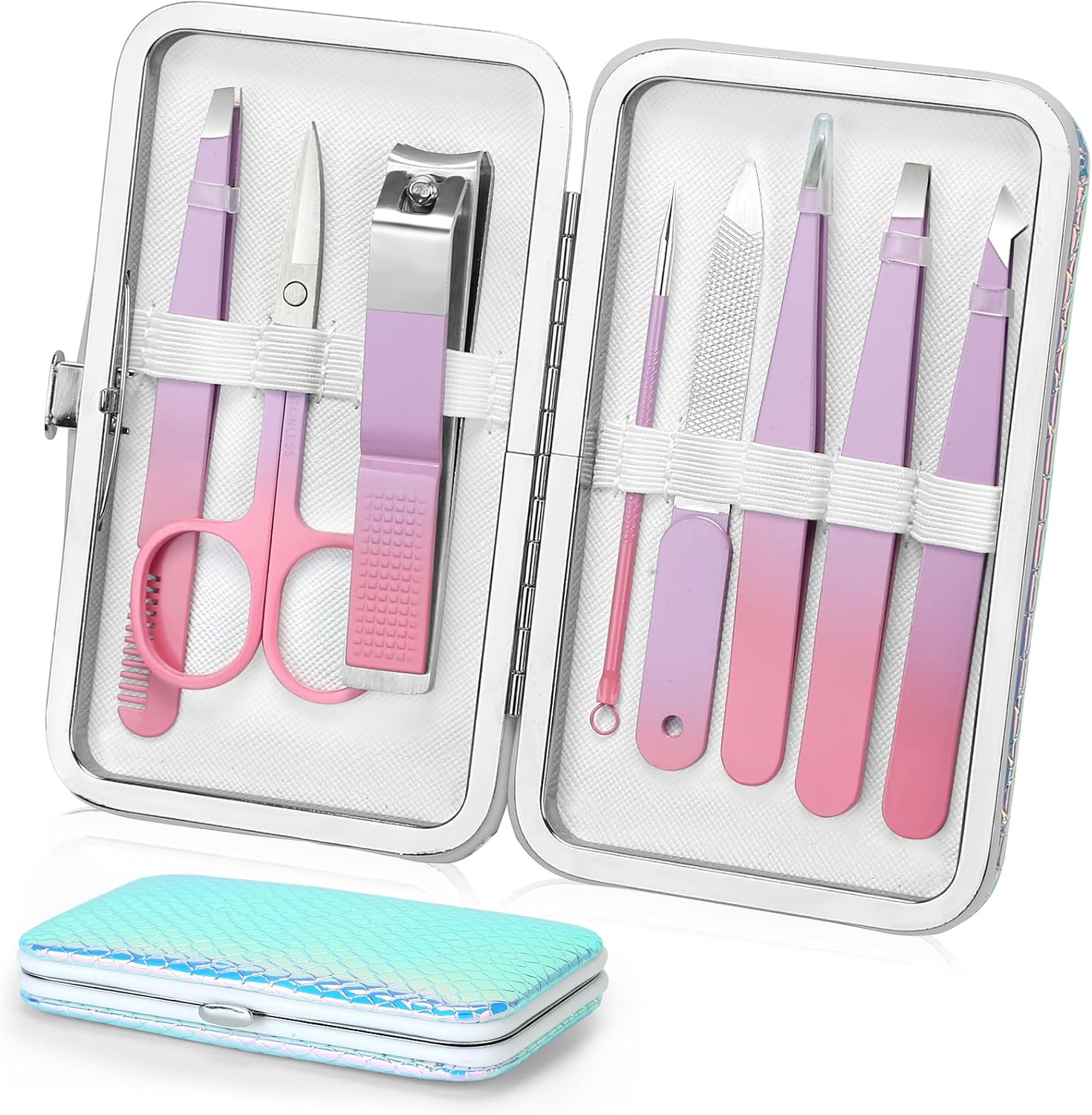 Tweezers Set,Precision Tweezers for Eyeborw Facial Hair Ingrown Hair Splinter Removal,Tweezers and Nail Clippers Set,Travel Nail Clippers Kit with Tweezer,Grooming Kit,Stocking Stuffing Gifts
