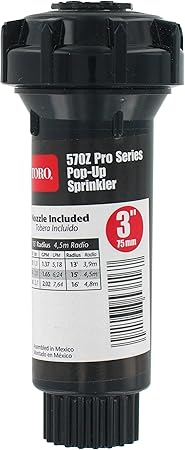 Toro 53817 3-Inch Pop-Up Fixed-Spray with Nozzle Sprinkler, 360-Degree, 15-Feet