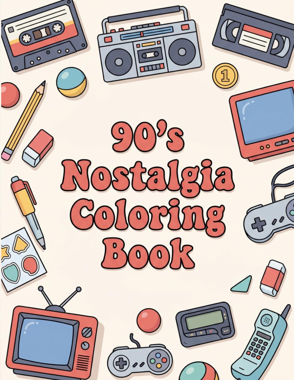 90s Nostalgia Coloring Book: A Stress-Relieving 90s Retro Coloring Book Filled with Nostalgic Toys, Arcade Games, Snacks, School Items, and Childhood Memories