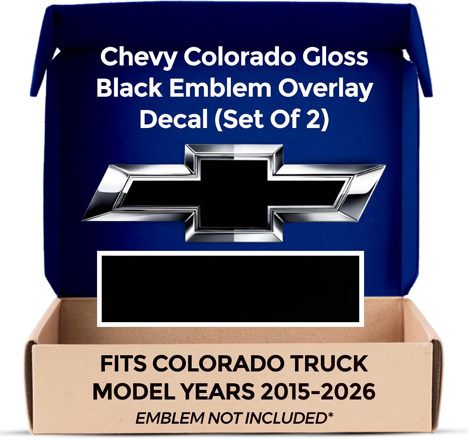 Chevy Colorado Black (Blackout) Grille Tailgate Bowtie Overlay Decals 2014-2026 Set of 2