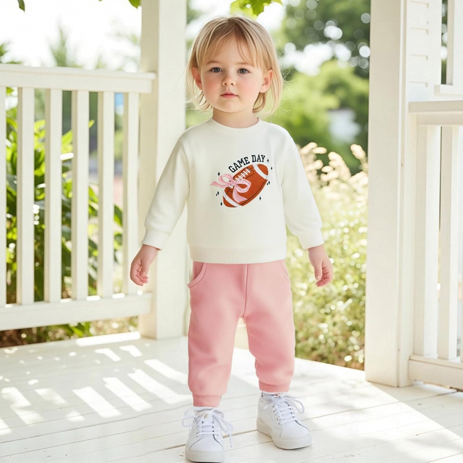 Baby Girl Fall Clothes Set Game Day Football Embroidery Sweatshirt Pants Toddler Infant Outfits 6 12 18 24 Months 2T 3T - Image 2