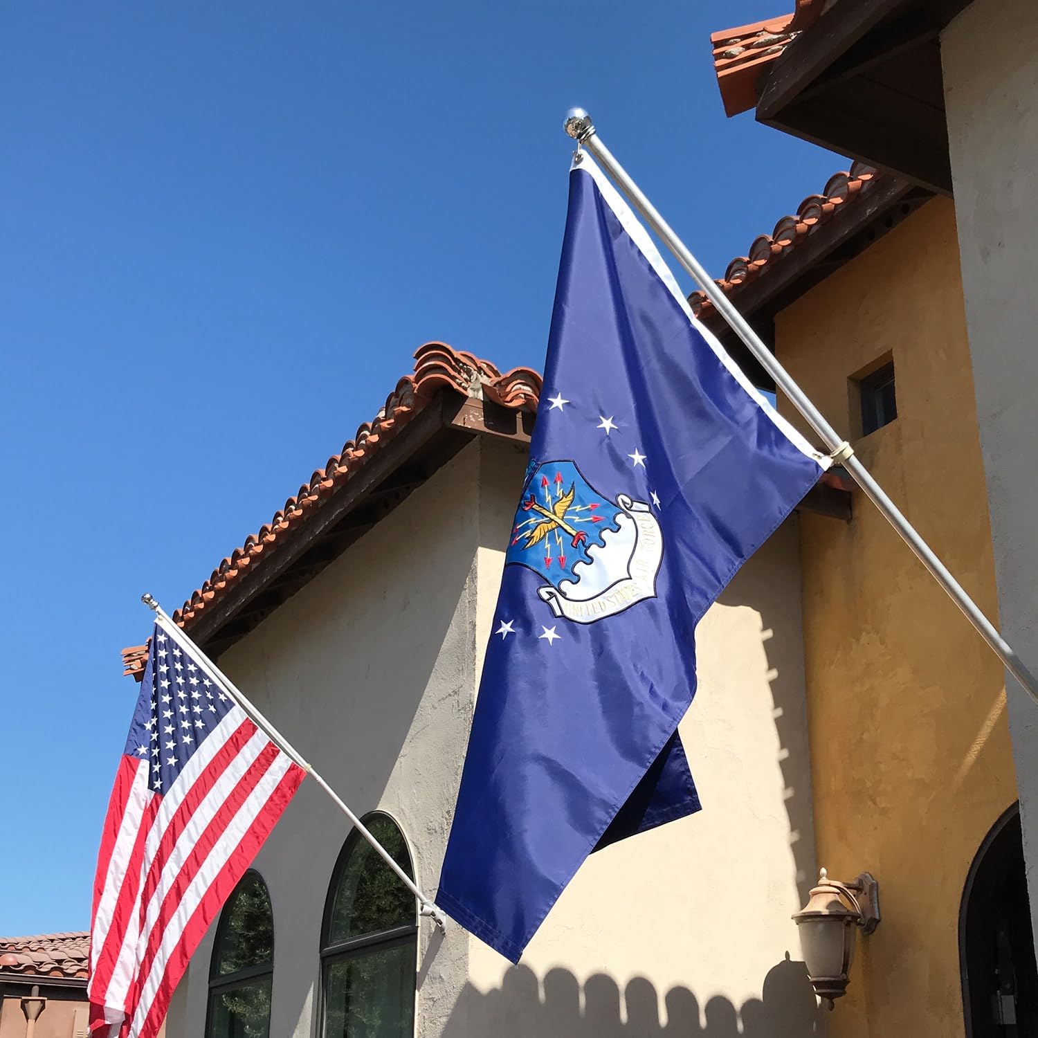 Embroidered US Air Force USAF Flag 3x5 Double Sided- 3Ply Heavy Duty 300D Nylon(All Weather)- US Airforce Flag Banner-2 Brass Grommets & 4 Rows Stitched