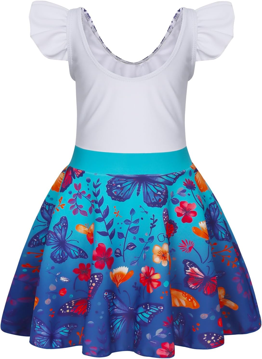 COTRIO One Piece Princess Swimsuit for Girls Short Sleeve Swim Dress Rash Guard Bathing Suit Skirted Swimwear 1-10 Years - Image 3