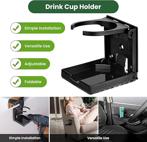 Miniatura 5 de 2 portavasos plegables ajustables, soporte para botella de café con tornillos, se adapta a la mayoría de tamaños de tazas, botellas, para camión,
