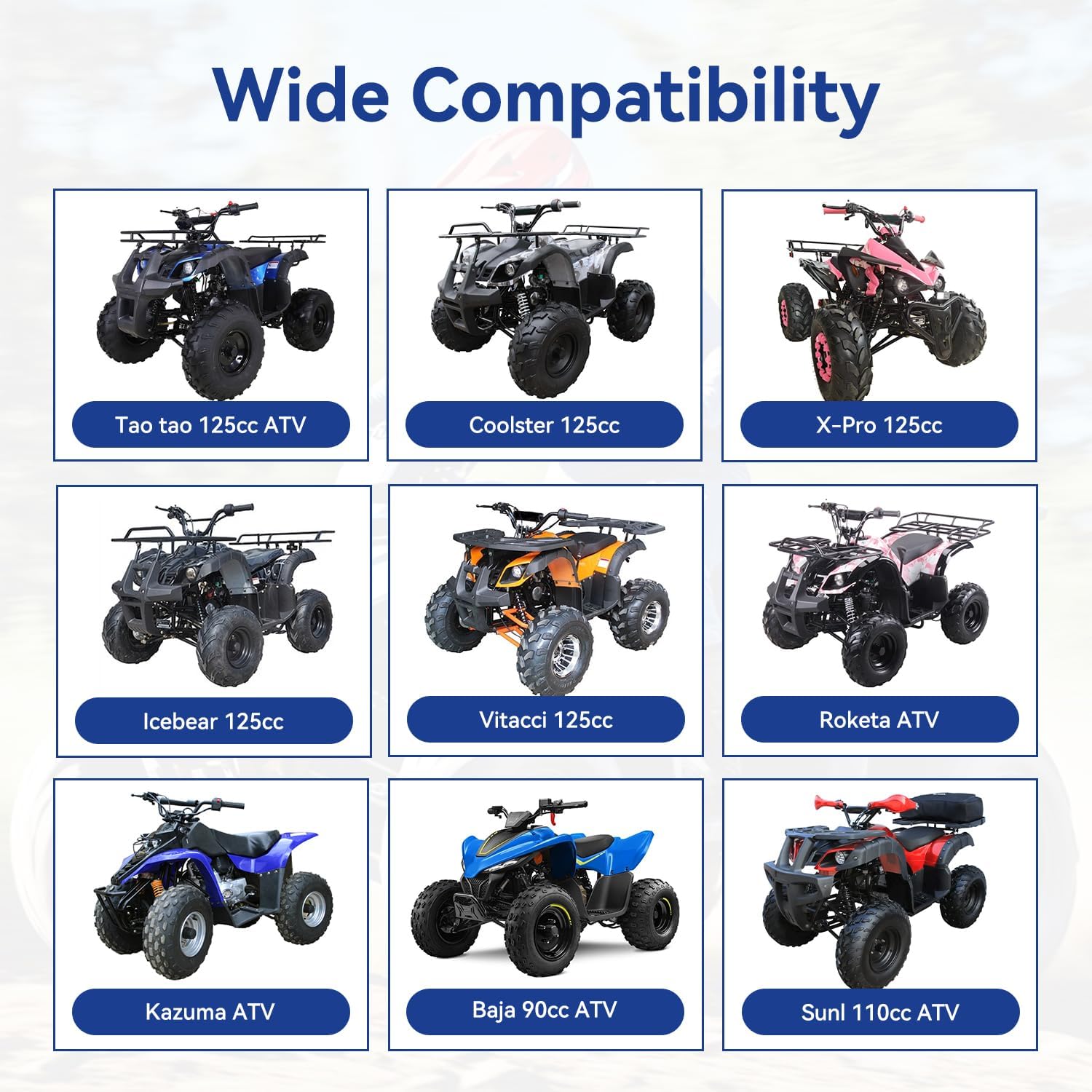 PZ20 Carburetor Kit Compatible with 125cc 110cc Tao tao Coolster Kazuma Baja 50cc Chinese ATV Quad 4 Wheeler 4 Stroke Dirt Bike Go Kart Parts with Starter Motor Ignition Coil Solenoid Relay