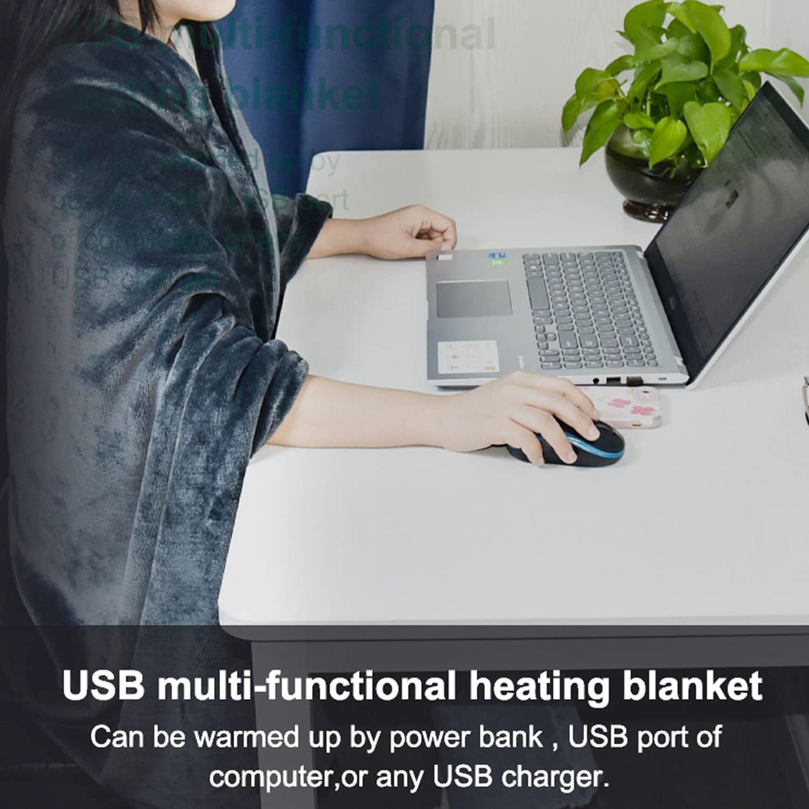 Manta Electrica, Manta Eléctrica USB, Temperatura Ajustable De 3 Niveles, 150 X 80 Cm Chal Calentado Para El Hogar Y La Oficina, Lavable A Máquina, Adecuada Para El Hogar, Oficina, Exterior