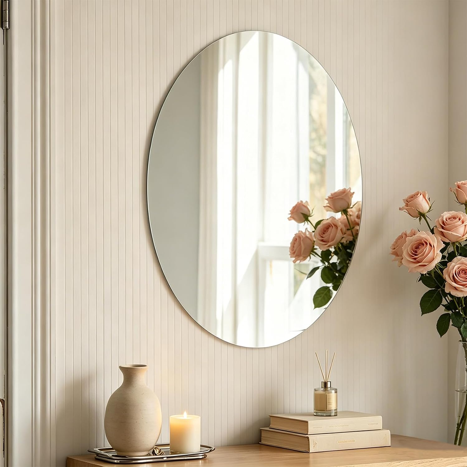 Self Adhesive Acrylic Oval Mirror Sheets, Non Glass Wall Mirror Stickers