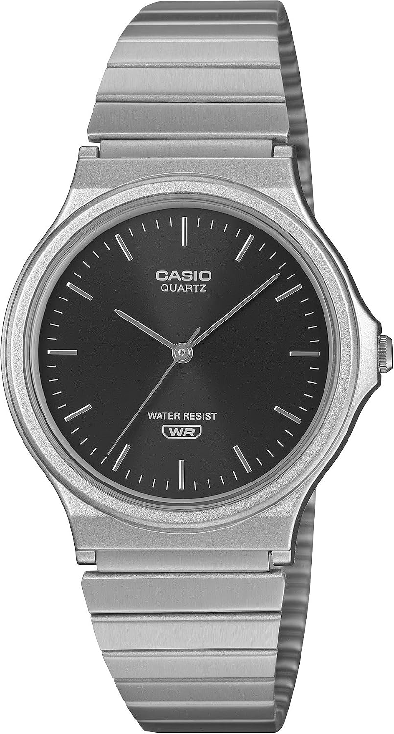 Casio Collection Mens Watch with Black Dial and Silver Strap MQ-24DA-1AEF