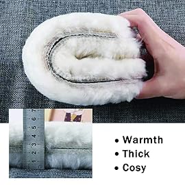 Bacophy 2 Pairs Genuine Thick Sheepskin Fleece Insoles for Women, Premium Warm Fluffy Wool Replacement Cozy Breathable Inner Soles for Shoes Boots Slippers Women Size 6