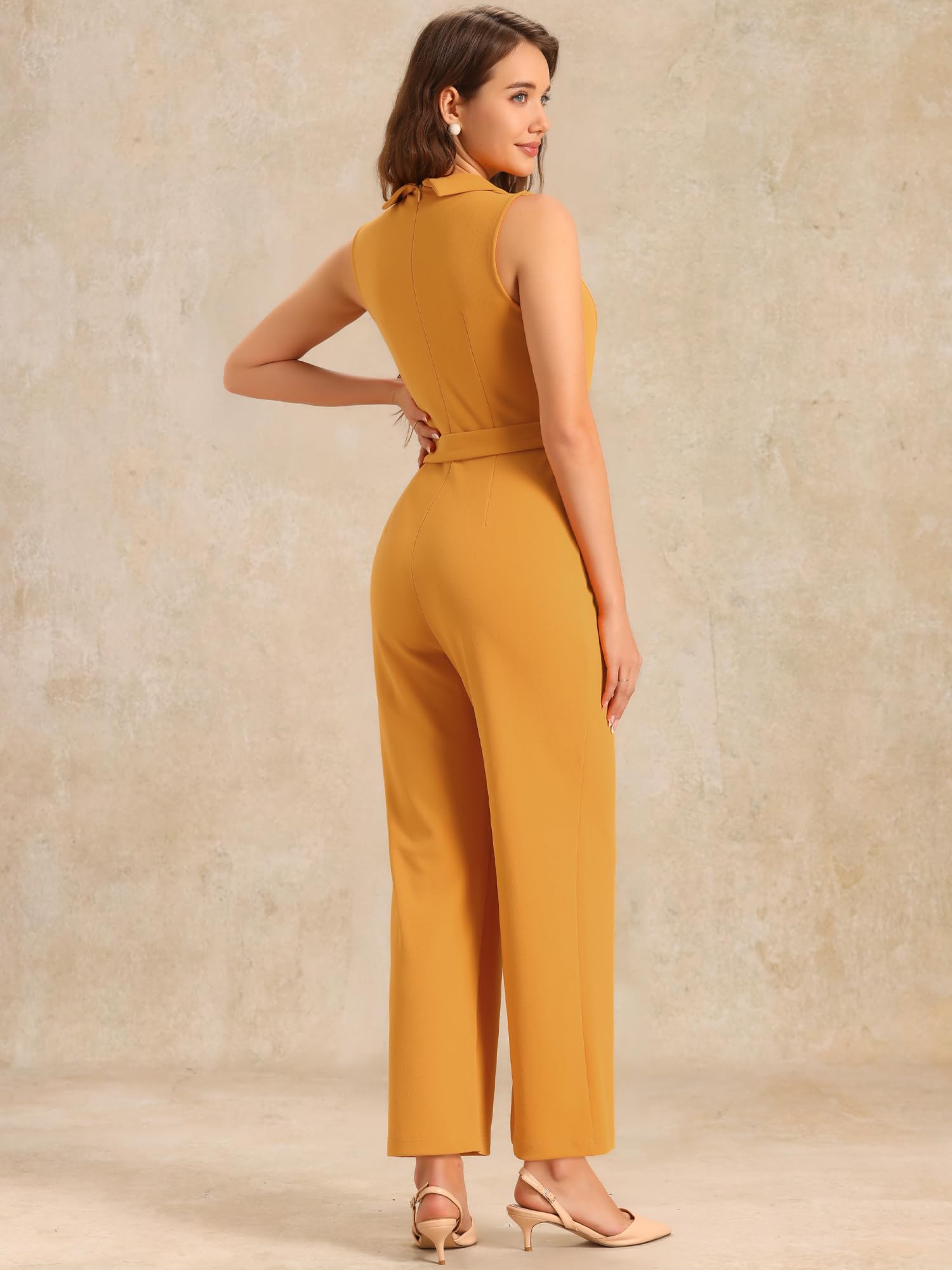 Allegra K Combinaison de travail formelle sans manches à jambes larges pour femme