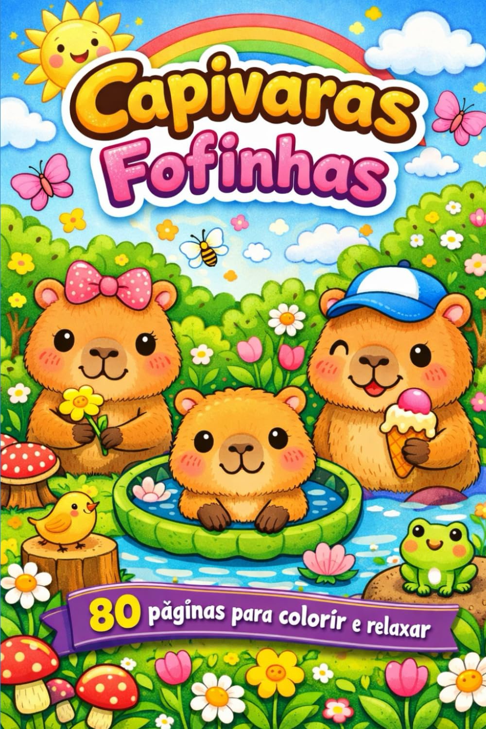 Capivaras Fofinhas – 80 Páginas Para Colorir e Relaxar