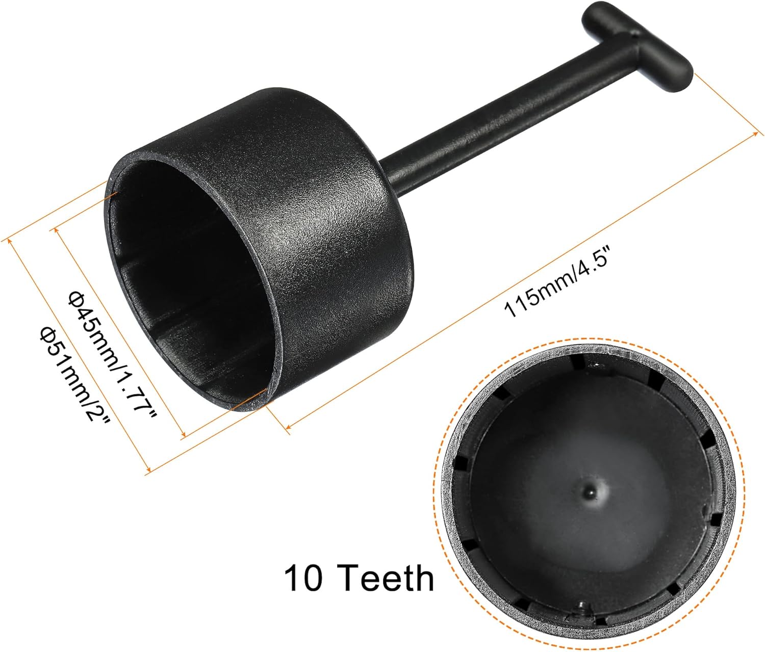 MECCANIXITY 10 Teeth E26/E27 Socket Ring Removal Tool T Type for Medium Base, Light Replacing Accessories Black Plastic, Pack of 3