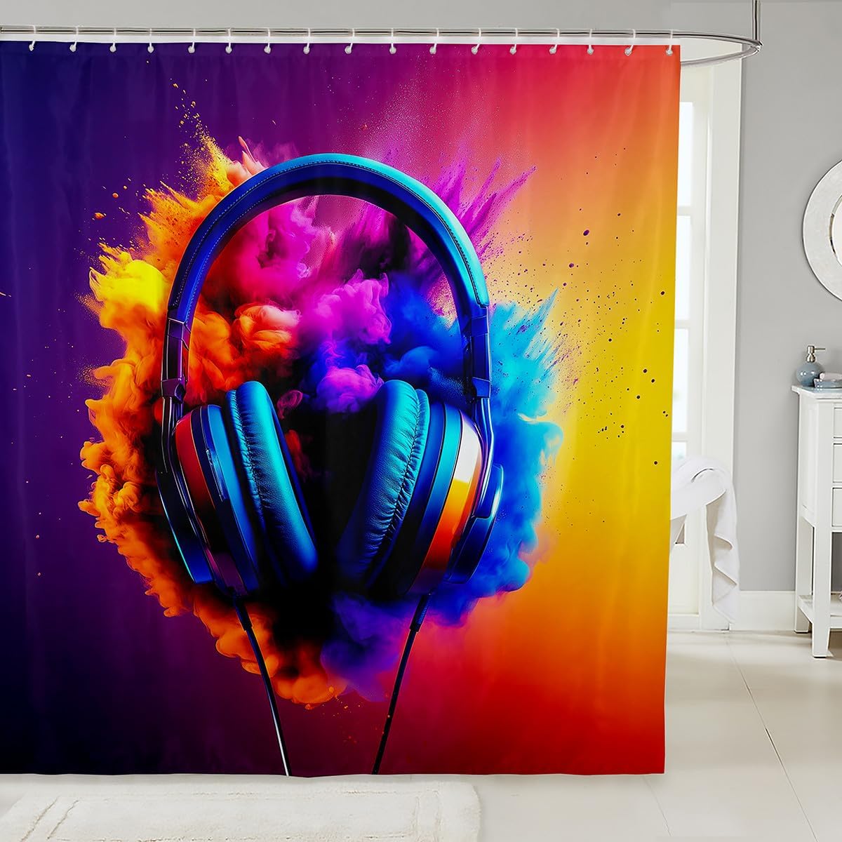 jejeloiu Gaming Bathroom Accessories Hippie Graffiti Style Shower Curtain for Bathroom Decor for Kids Boys Girls Teens Game Room Decor Gamepad Bath Curtain 72"x84" Waterproof Polyester Fabric