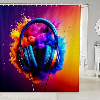 jejeloiu Gaming Bathroom Accessories Hippie Graffiti Style Shower Curtain for Bathroom Decor for Kids Boys Girls Teens Game Room Decor Gamepad Bath Curtain 72"x78" Waterproof Polyester Fabric
