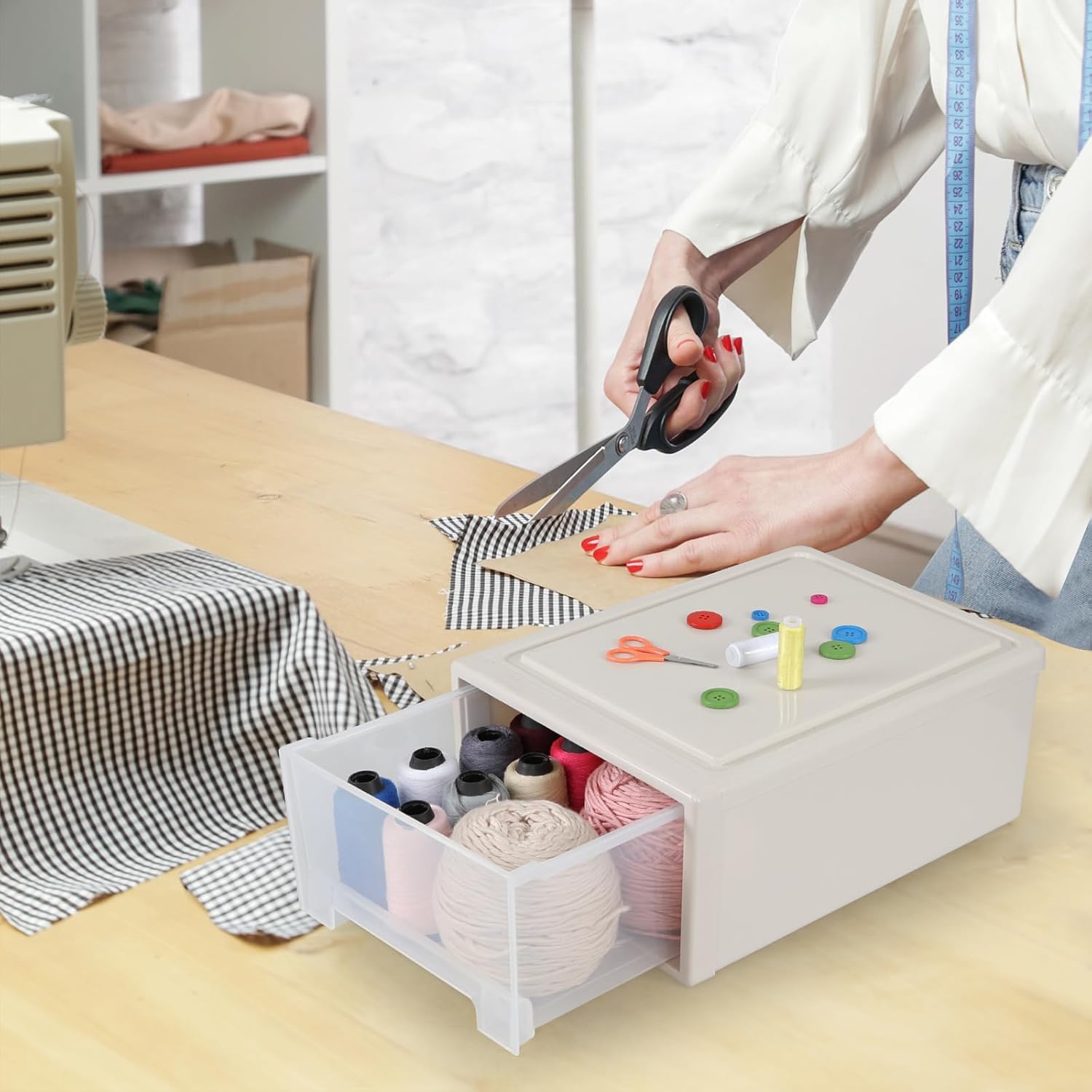 18 Quart Plastic Compact Stacking Storage Drawers, Stackable Plastic Drawers Organizer, 3 Packs