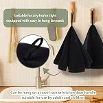 VIVOTE 2-Piece Ensemble de serviettes à main avec anneaux, ensemble de serviettes de toilette, doux, absorbant, sèche rapide fibre de carbone porte-main ronde avec lanyard, (gris, noir 50 * 50cm).