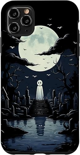 Funda espeluznante para iPhone 11 Pro Max Ghost Halloween Cemetery