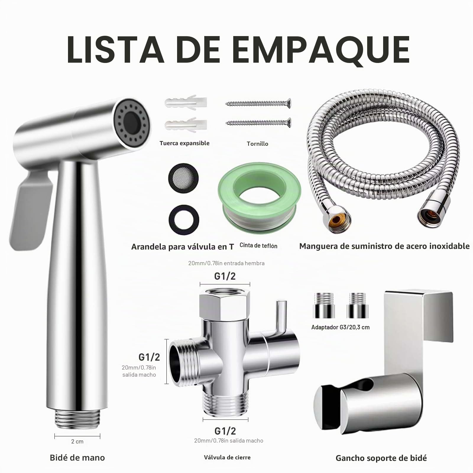WEIDMAX Bidet de mano pulverizador kit acero inoxidable níquel cepillado baño ducha pulverización cabezal higiene personal
