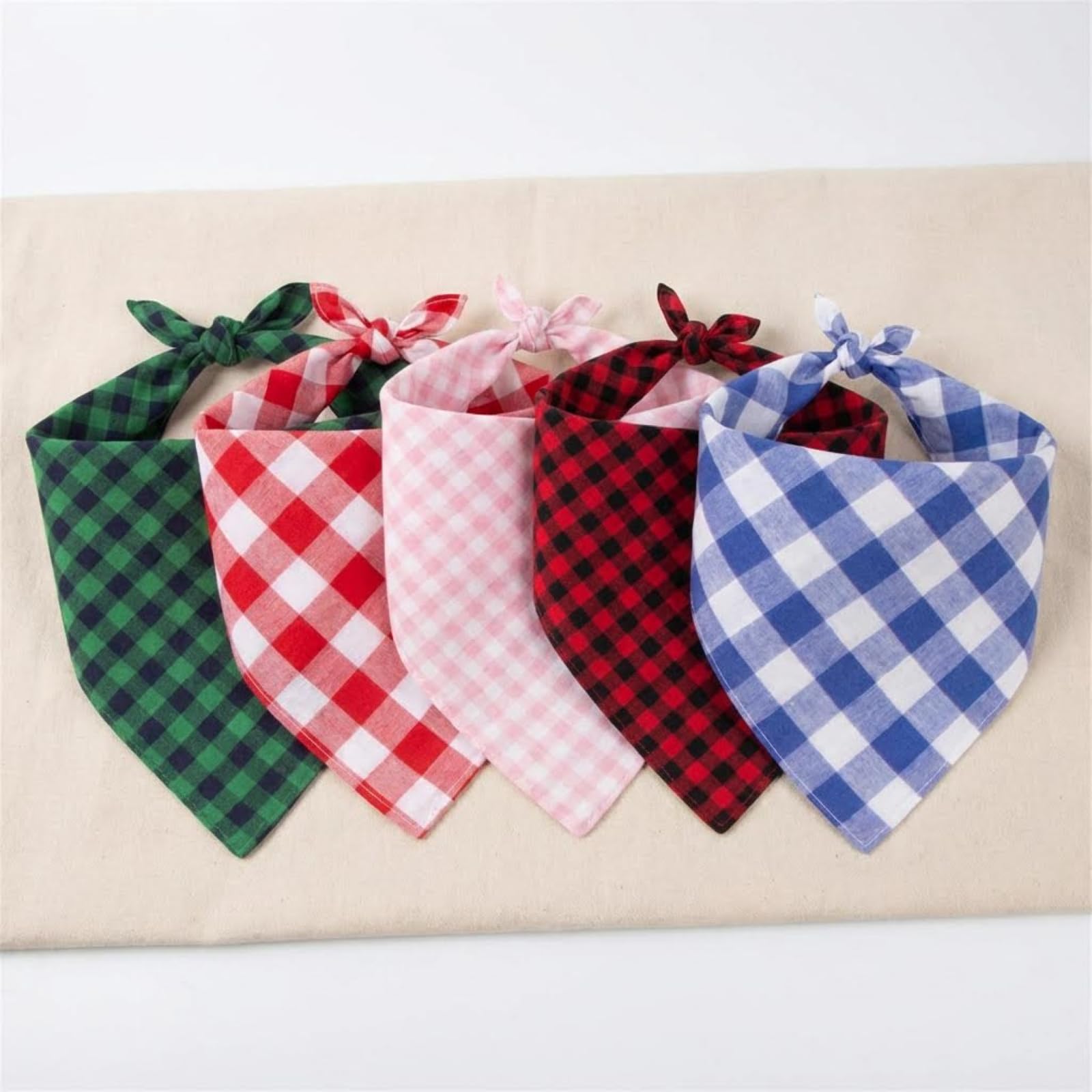 Dog Bandanas 1 Pack; Cotton Linen Red Bandana Checkered for Large Dogs; Soft Breathable Dog Accessories; Holiday Dog Apparel & Accessories — view 6