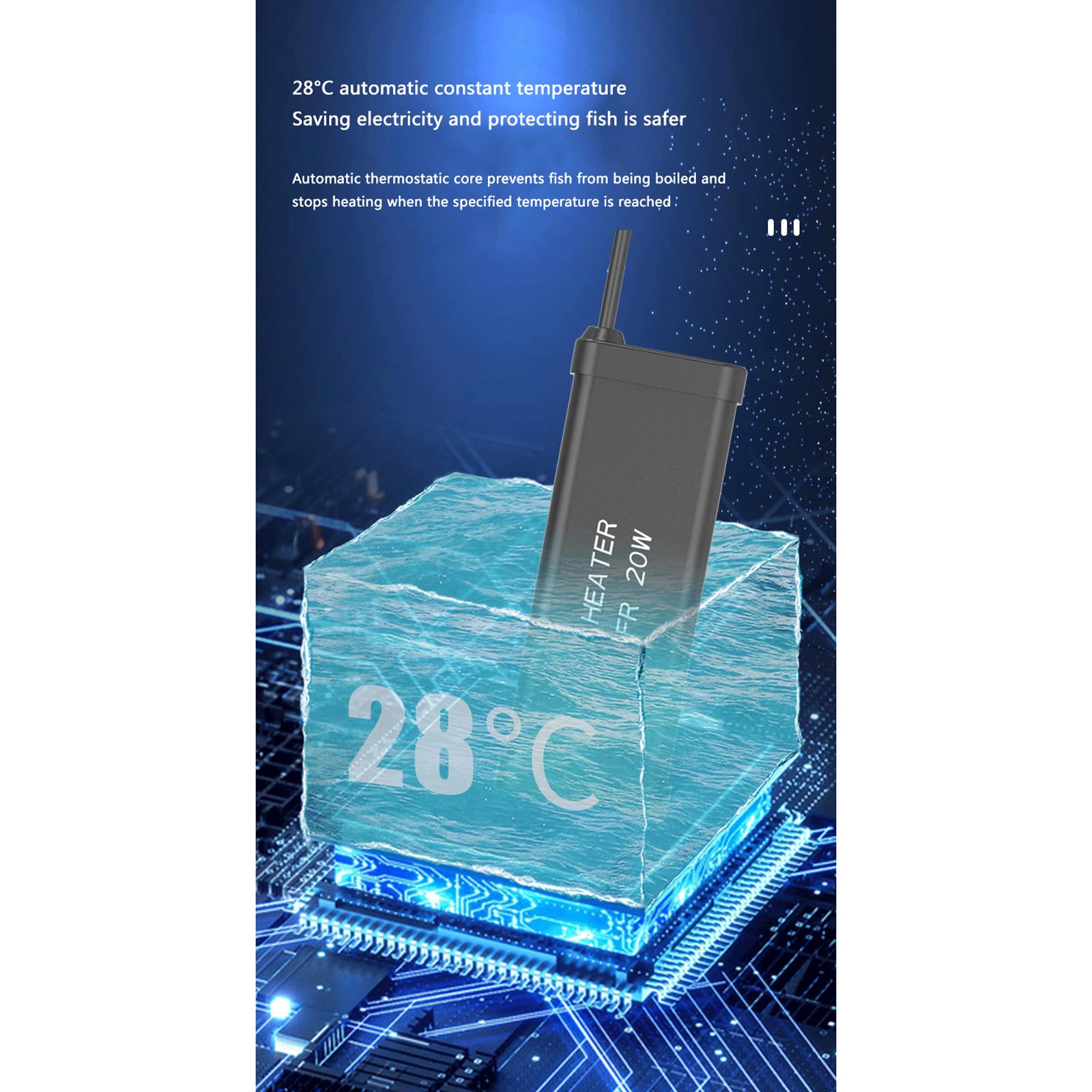 Termostato a basso livello dell'acqua per tartarughe, asta di riscaldamento per acquario, 5 W (20 W)