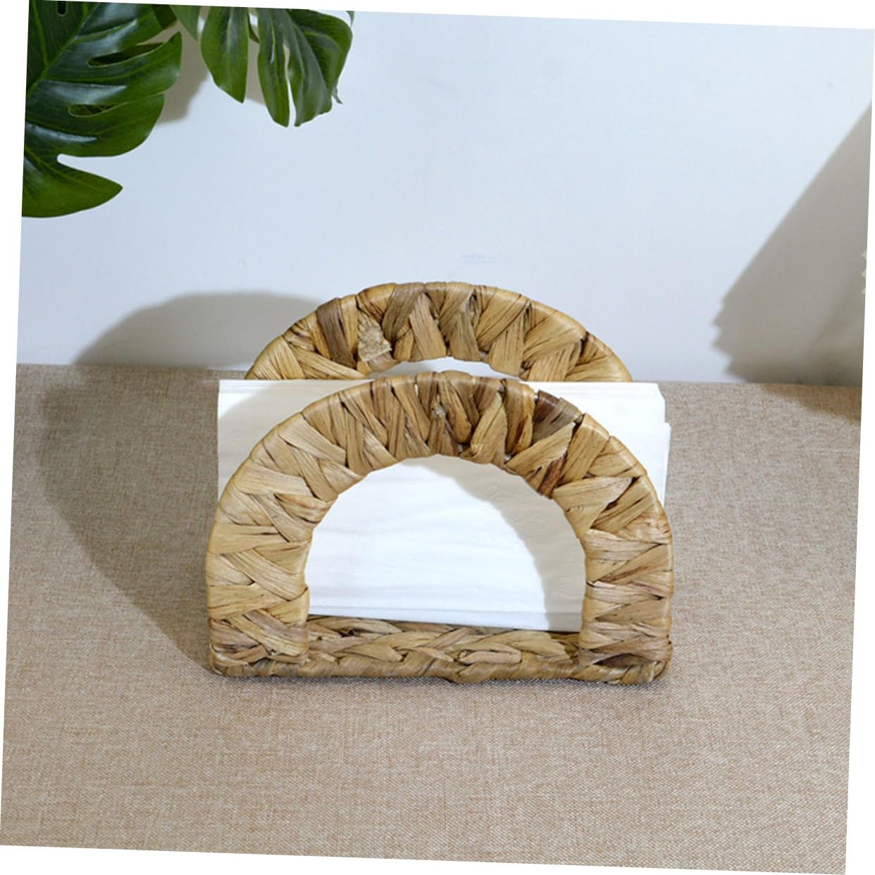 Portatovaglioli da Tavolo Elegante in Giunco Naturale Beige