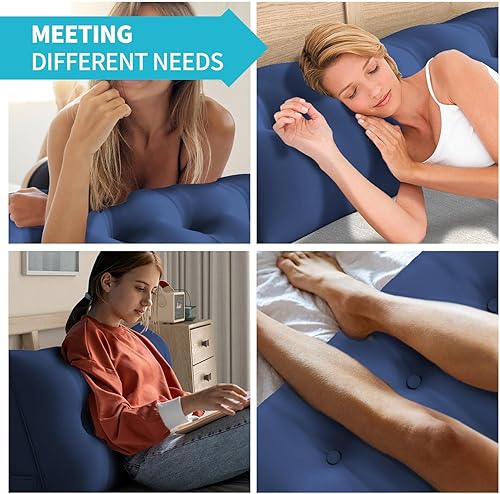 Miniatura 7 de CECER Almohada de cabecera de cama matrimonial, almohada triangular grande para lectura con dos bolsillos laterales, cojín largo de cuña para cama o