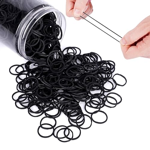 Miniatura 9 de Bandas de goma de pelo negro de 34 pulgadas para ligas para el cabello, bandas elásticas pequeñas, bandas elásticas grandes, soportes para cola de
