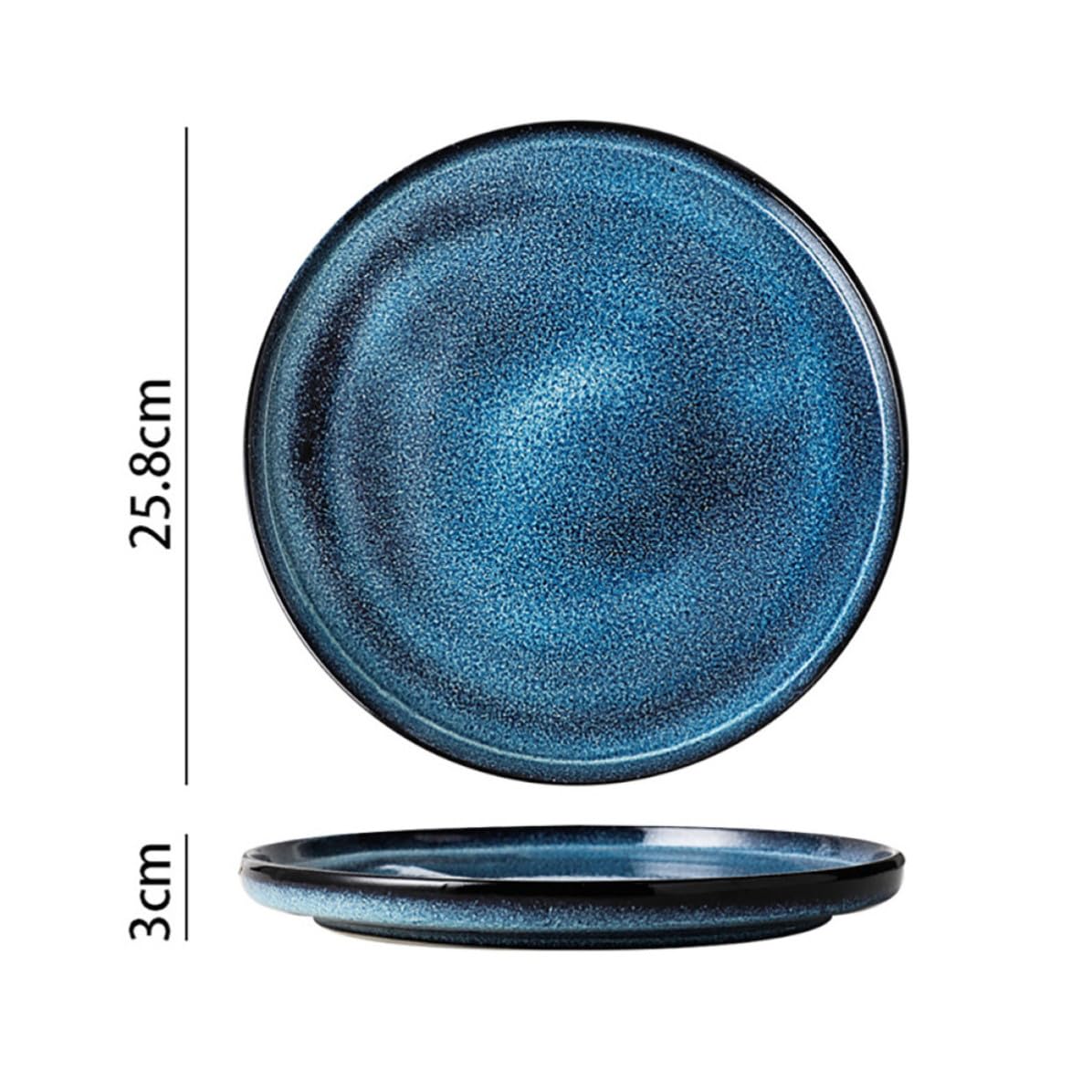 Zerodeko Plato Redondo de Cerámica Azul Borde para Carne y Aperitivos | Acabado Decorativo, Diseño Elegante, Superficie Lisa, Uso Multiusos para Mesa y Servicio Familiar