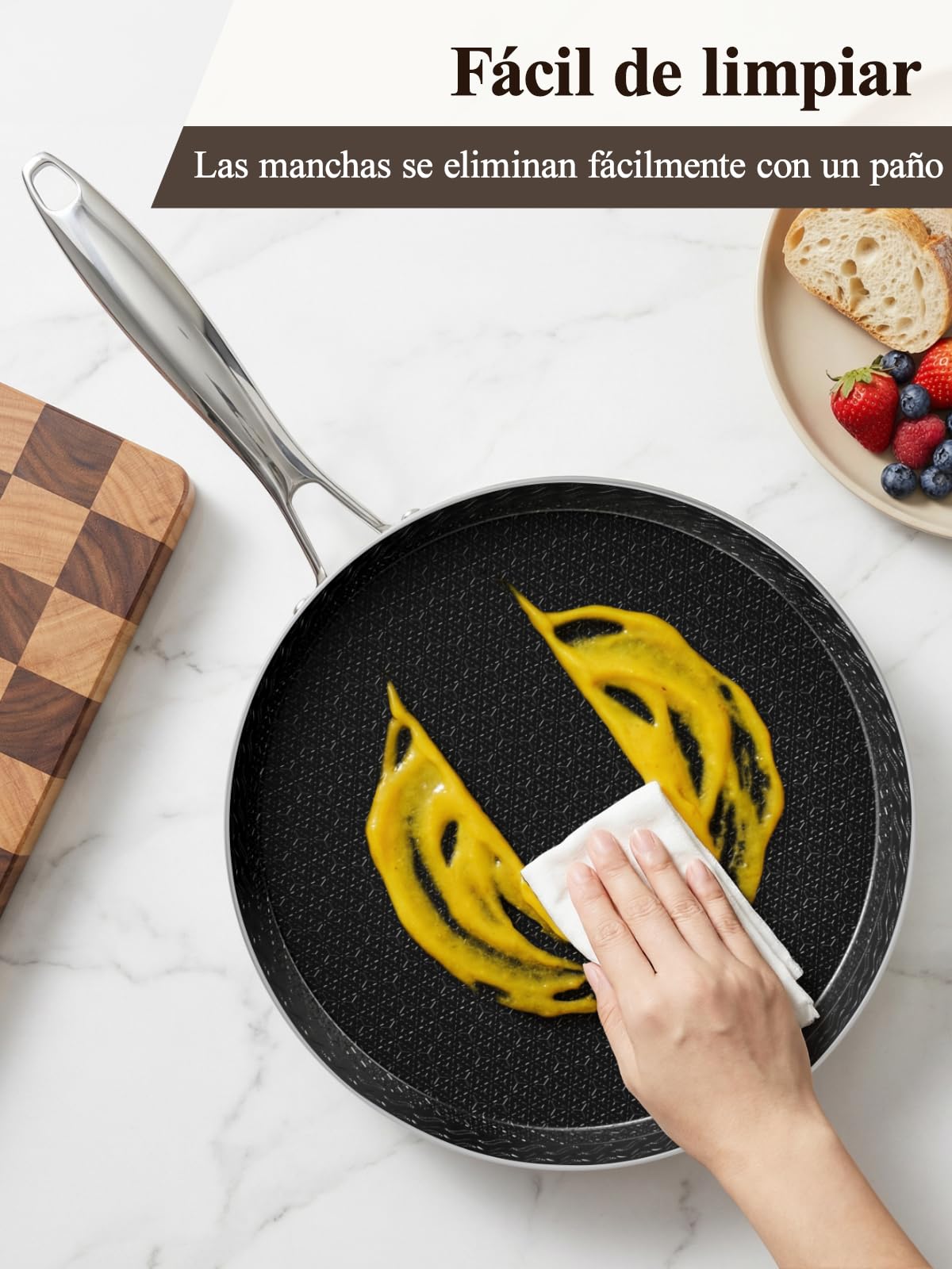Innerwell Sartén para Crepes de 26 cm de Acero Inoxidable, Antiadherente | Mango de Acero Inoxidable, Apta para Todo Tipo de Cocinas, Incluida la Inducción, Apta para Lavavajillas y Horno, sin PFOA