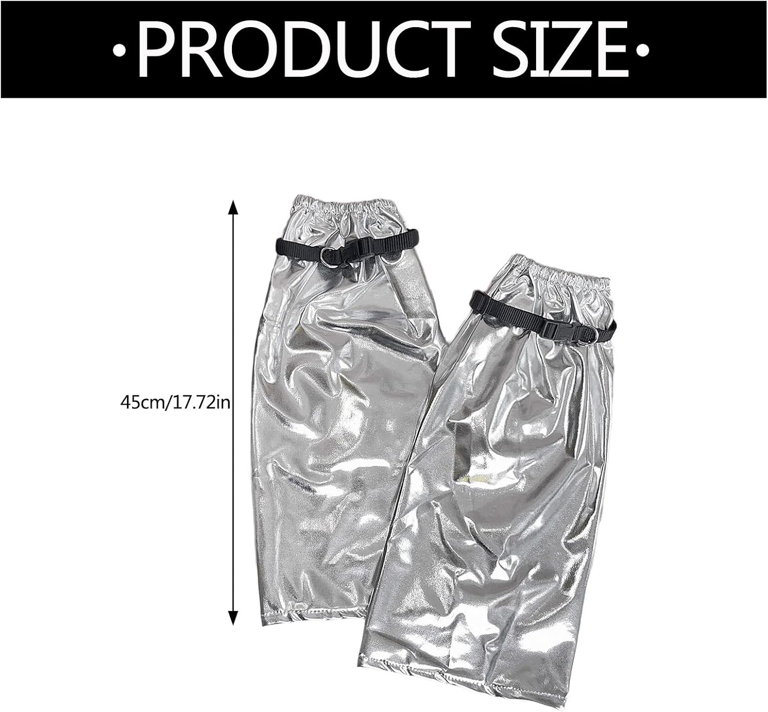 Women Metallic Silver Flared Leg Warmer Aesthetic Fashion Punk Buckled Garters Strap Baggy Leg Socks
