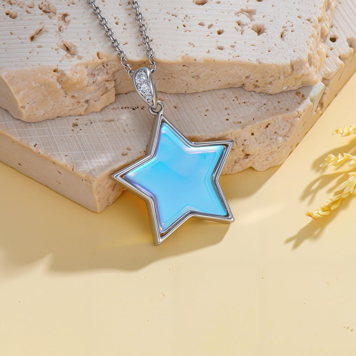 925 Sterling Silver Star/Moon Pendant Necklace for Women, Dainty Moonstone/Turquoise Jewelry Gifts for Mother Wife Lover Birthday Christmas Anniversary, with 18+2inch Chain - Image 3