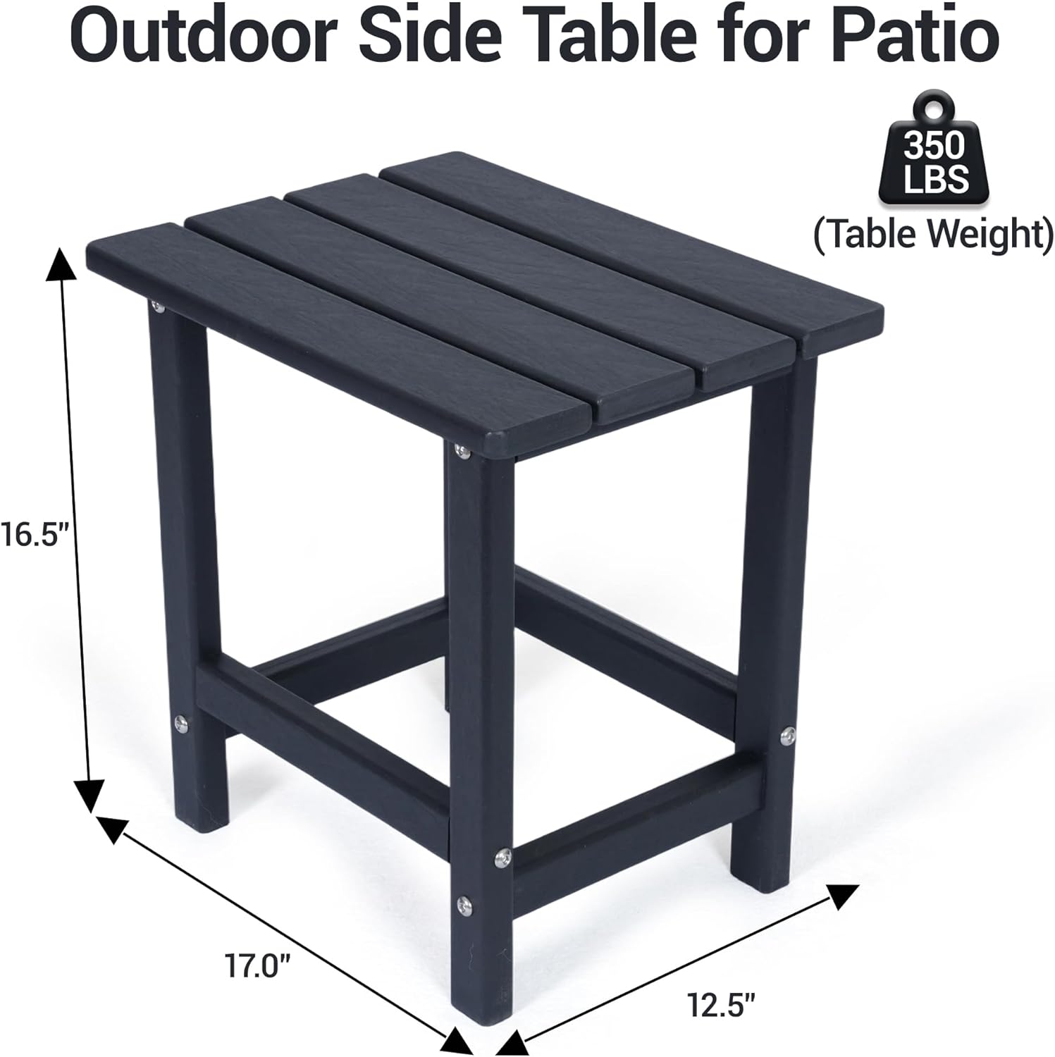 HDPE Outdoor Side Table - All Weather Performance Patio Side Table, Waterproof Small Outdoor End Table for Patio, Garden, Lawn, Pool, Balcony, Living Room, 350 LBS