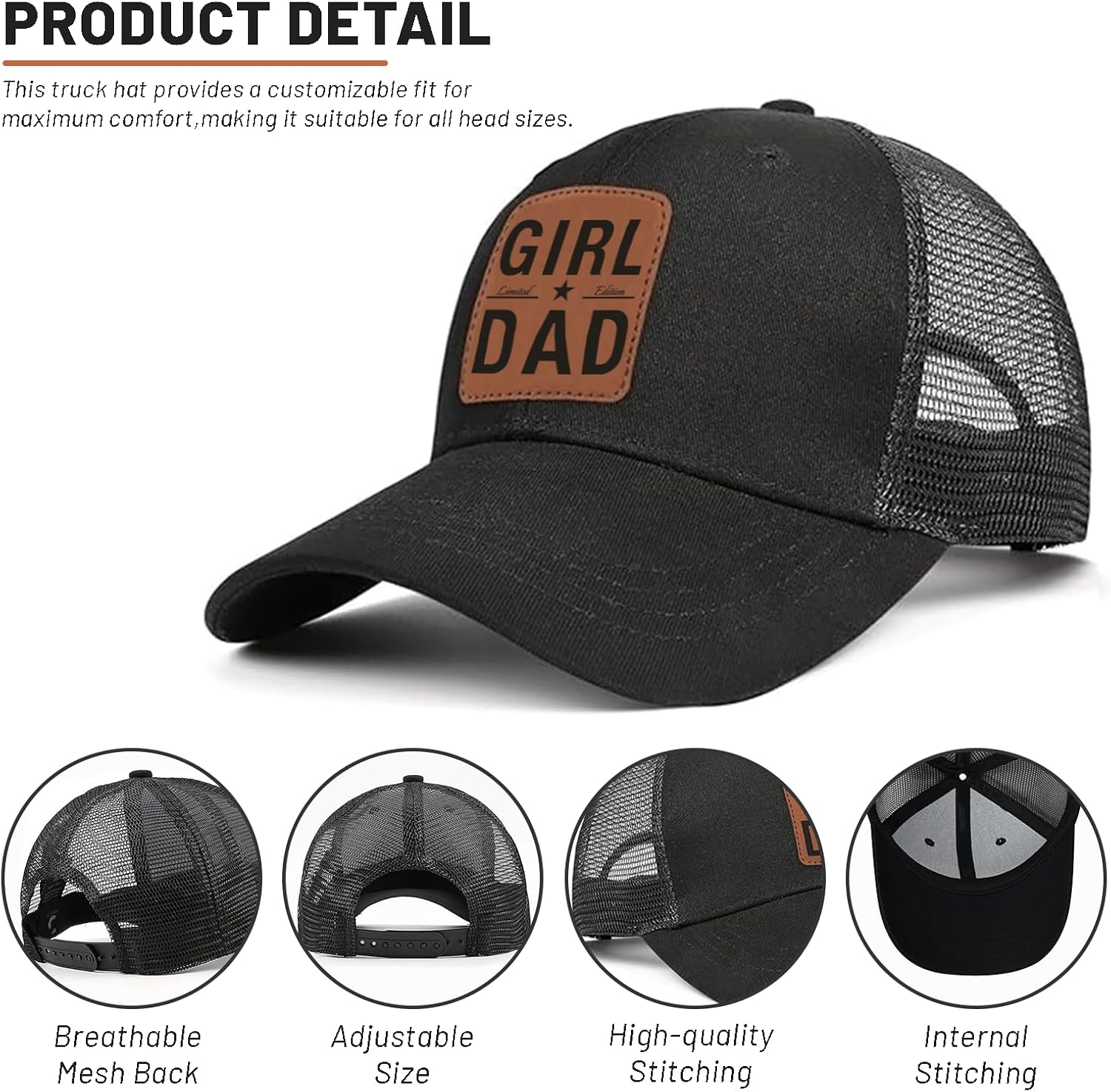Girl Dad Hat for Men,Girl Dad Gifts Fathers Day Birthday Christmas for Dad Trucker Hat Baseball caps - Image 3