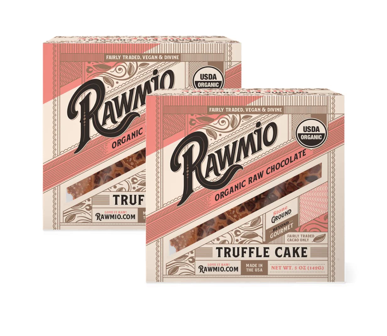 Rawmio Mini Chocolate Truffle Cake - 5 oz. Raw, Organic, Vegan, Gluten-Free - 2 Packs