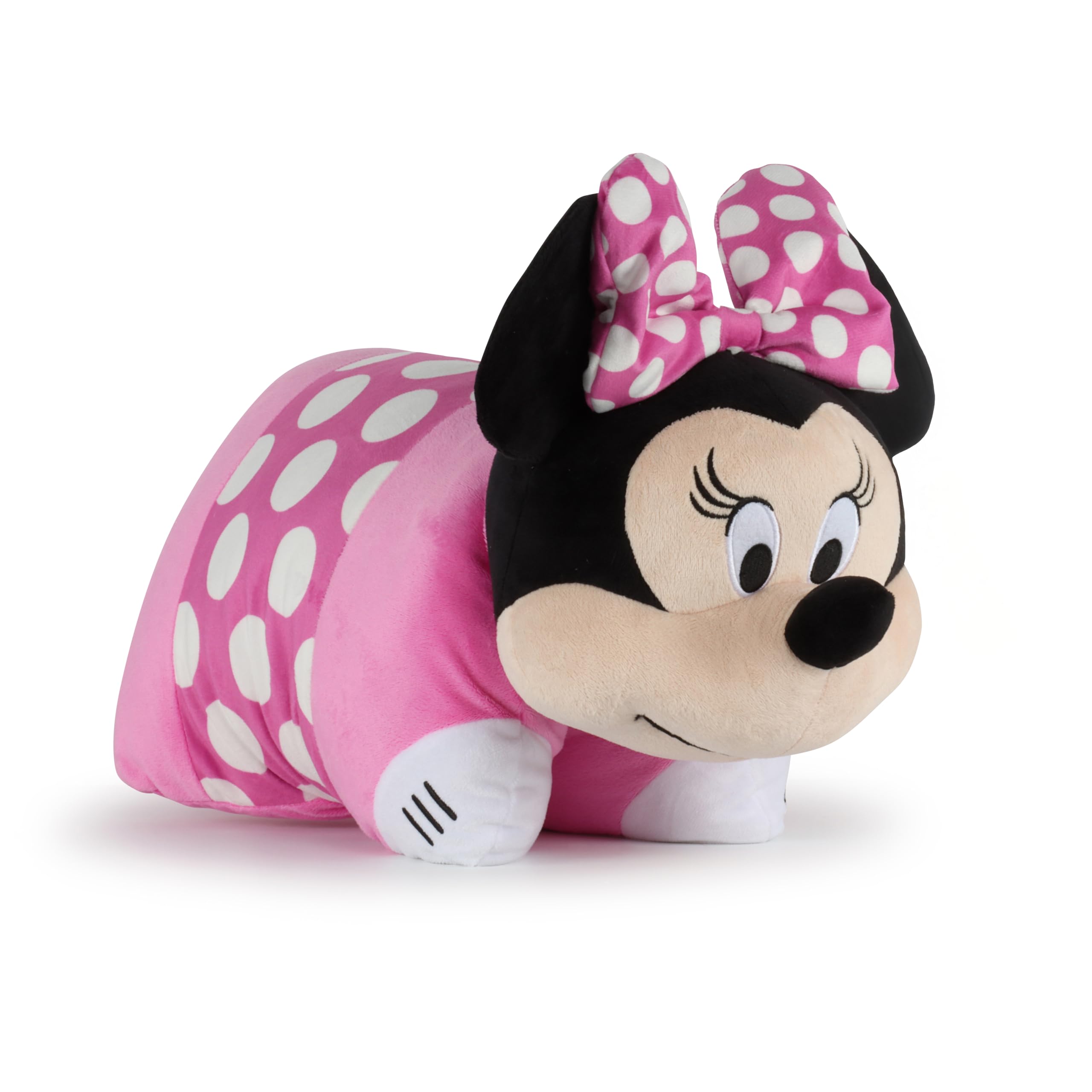 Disney Minnie Mouse 2-in-1 Plush Pillow Pal - Ultra Soft Multipurpose Cushion with Strap Closure, Huggable Plushie for Kids’ Bedroom, Trip, and Sleepovers