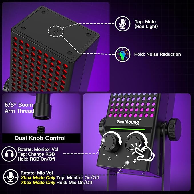 Micrófono Condensador USB-C y Jack 3.5 mm con Iluminación RG miniatura 5