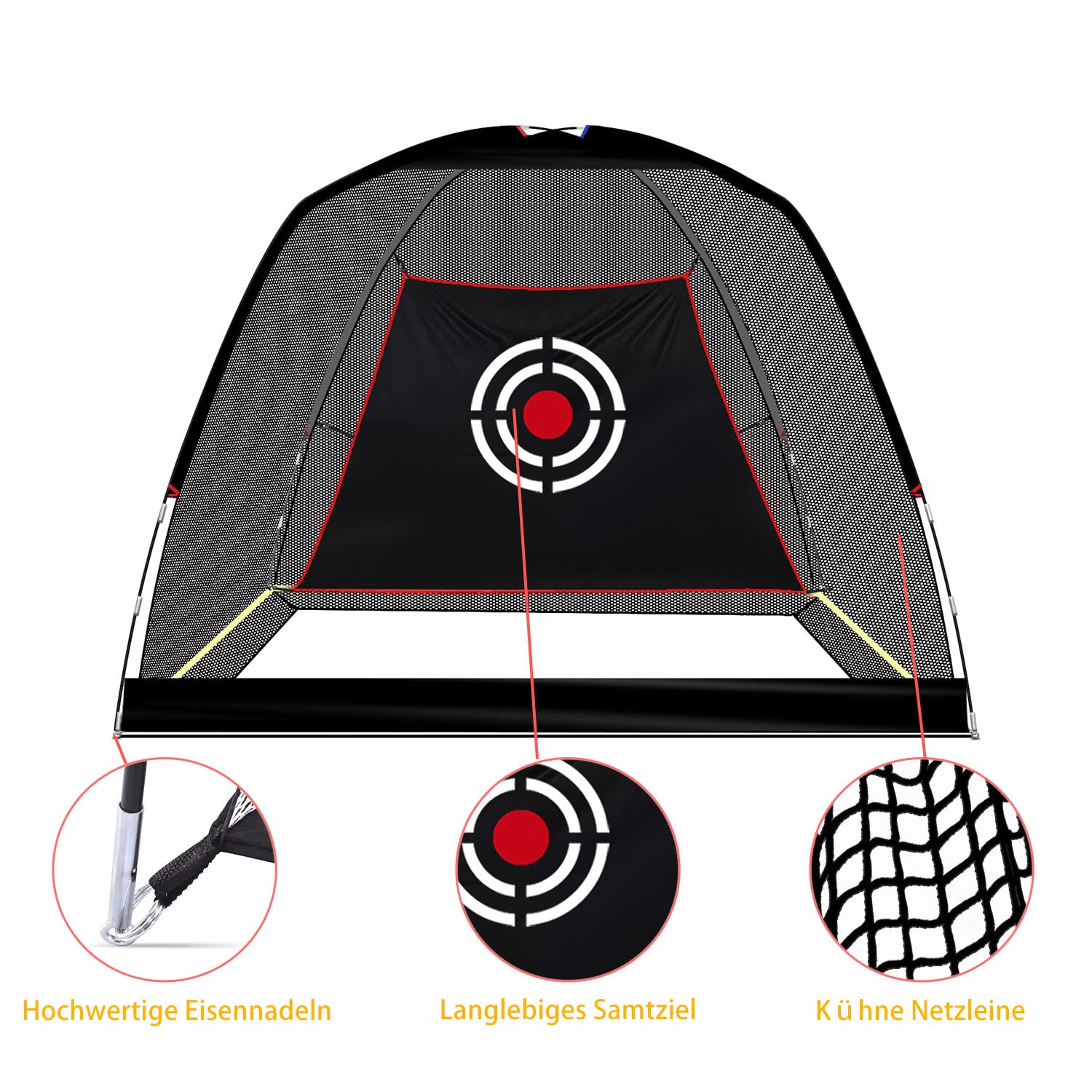 Kapler Golf Übungsnetz 300 x 200 x 180 cm: Großes Golfnetz für Garten & Indoor, Tragbares Schlagnetz mit Glasfaserstangen, Driving & Chipping Training Set