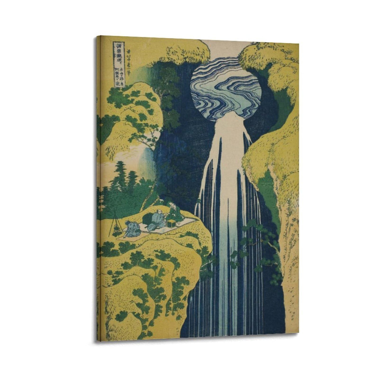 xiaoxiaoshen Hokusai Amida Waterfall Japanese Woodblock Canvas Poster Wall Art Prints Room Aesthetic Murals Bedroom And Living Decorations 08x12inch(20x30cm)
