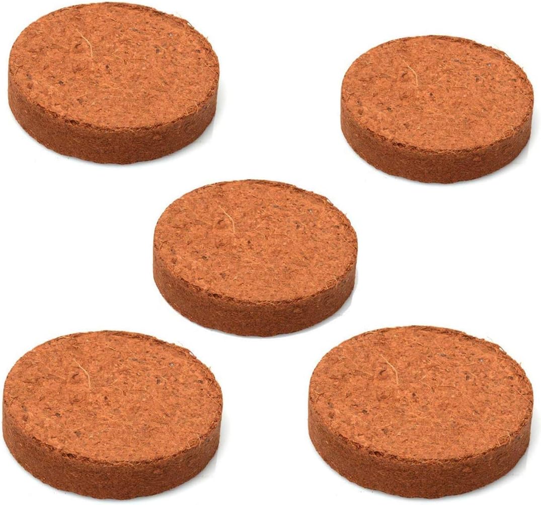 Farmercity Cocopeat Blocks: 5 Coir Pith/Coco peat Discs for Potting Soil Mix with npk fertilizers for Plants - Herbs, Succulent Plants, Bonsai Soil, Seed Germination Tray/Seedling Tray Mix -Brown