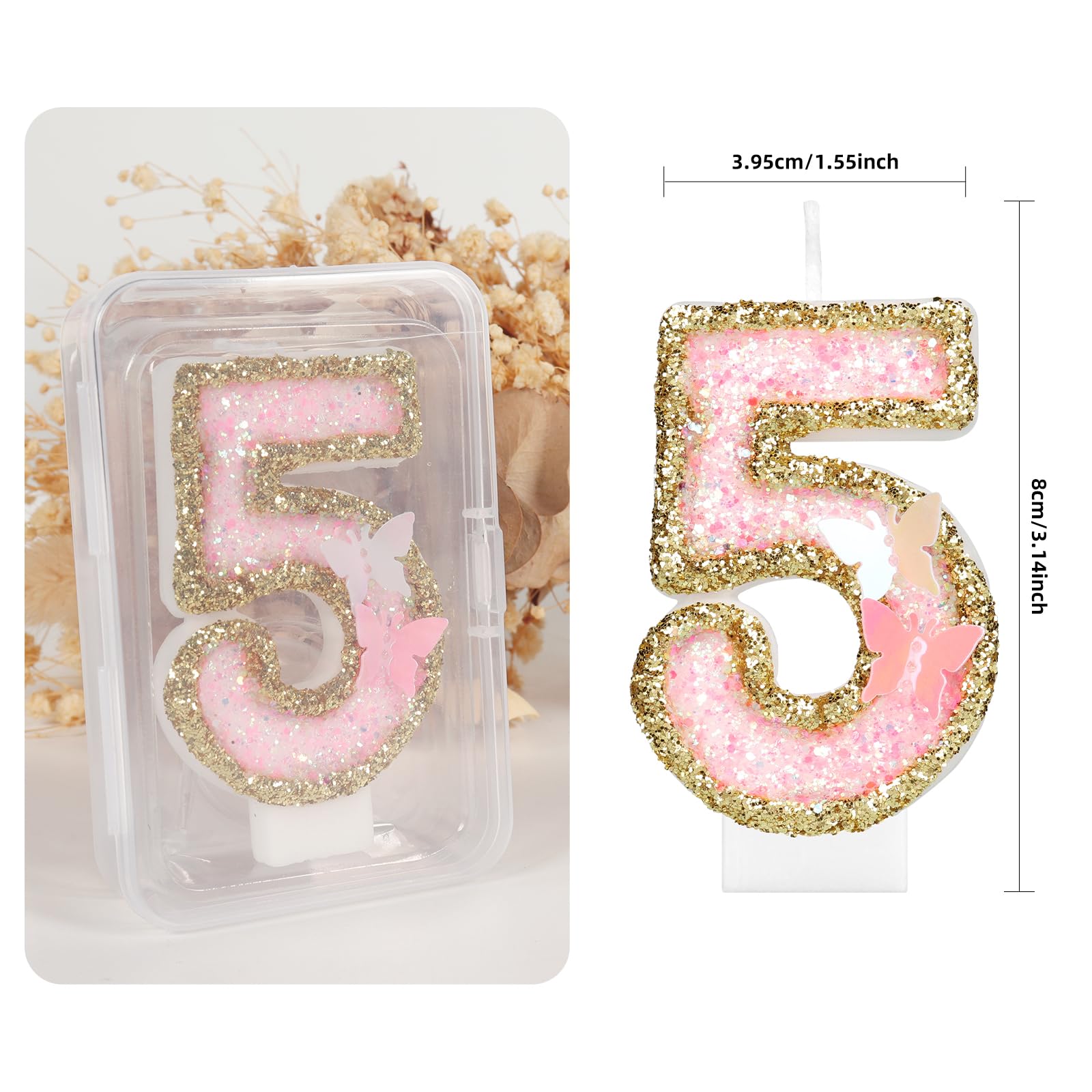 15-teiliges Gold-Glitzer-Kuchen-Deko-Set Für Den 13. Geburtstag – Mit 3D-Schmetterlingen Für Torte & Cupcakes