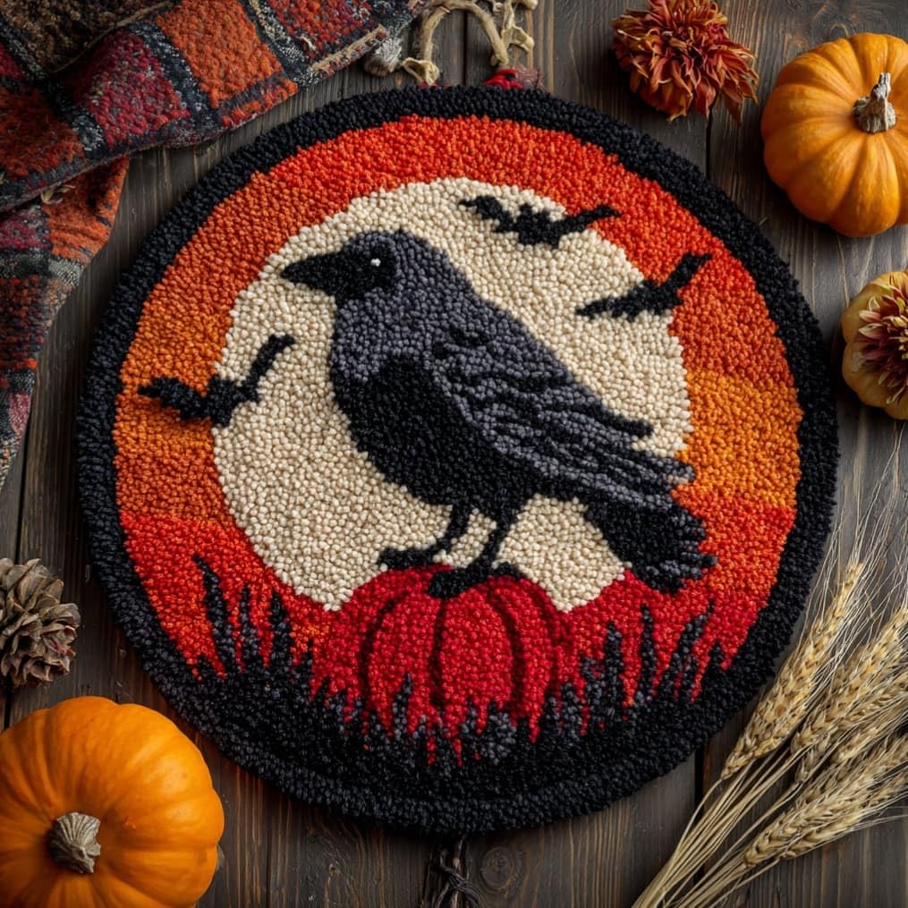 Kitquiver DIY Latch Hook Rug Kit for Aldult,Crow 50X 50Cm