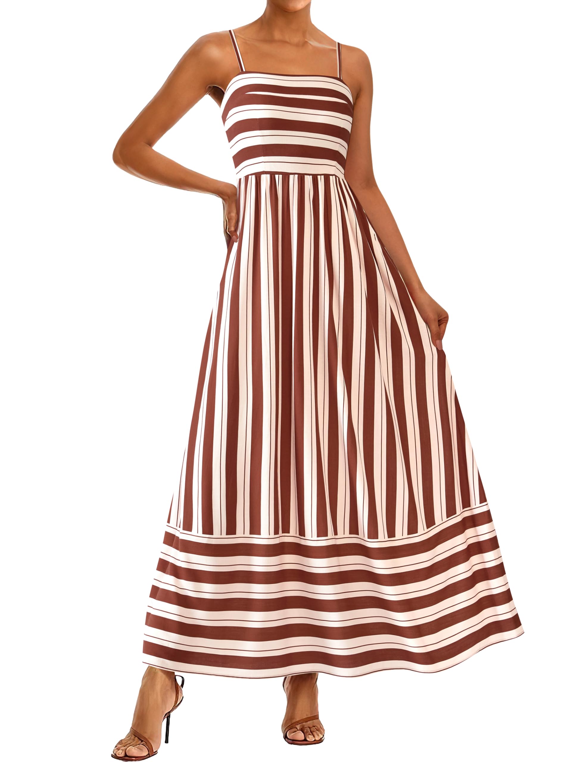 PRETTYGARDEN Summer Dresses for Women 2025 Beach Maxi Dress Spaghetti Strap Floral Boho A Line Wedding Guest Flowy Long Dress