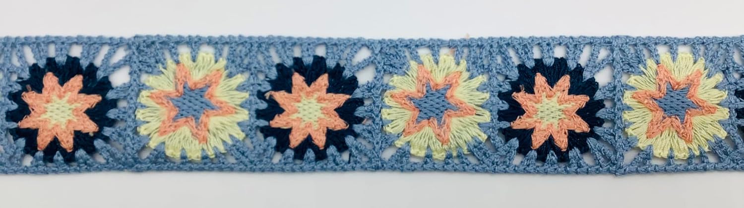 1-7/8" Crochet Lace - 3 Yards (Lt. Blue, Navy, Peach & Maize)