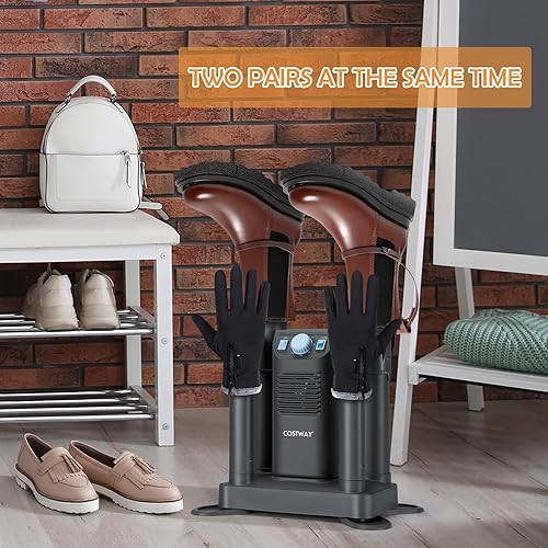 Miniatura 9 de COSTWAY Boot Dryer, Shoe Dryer with 180 Mins Timer & Heating Blower, Ozone Disinfection, Extendable Design