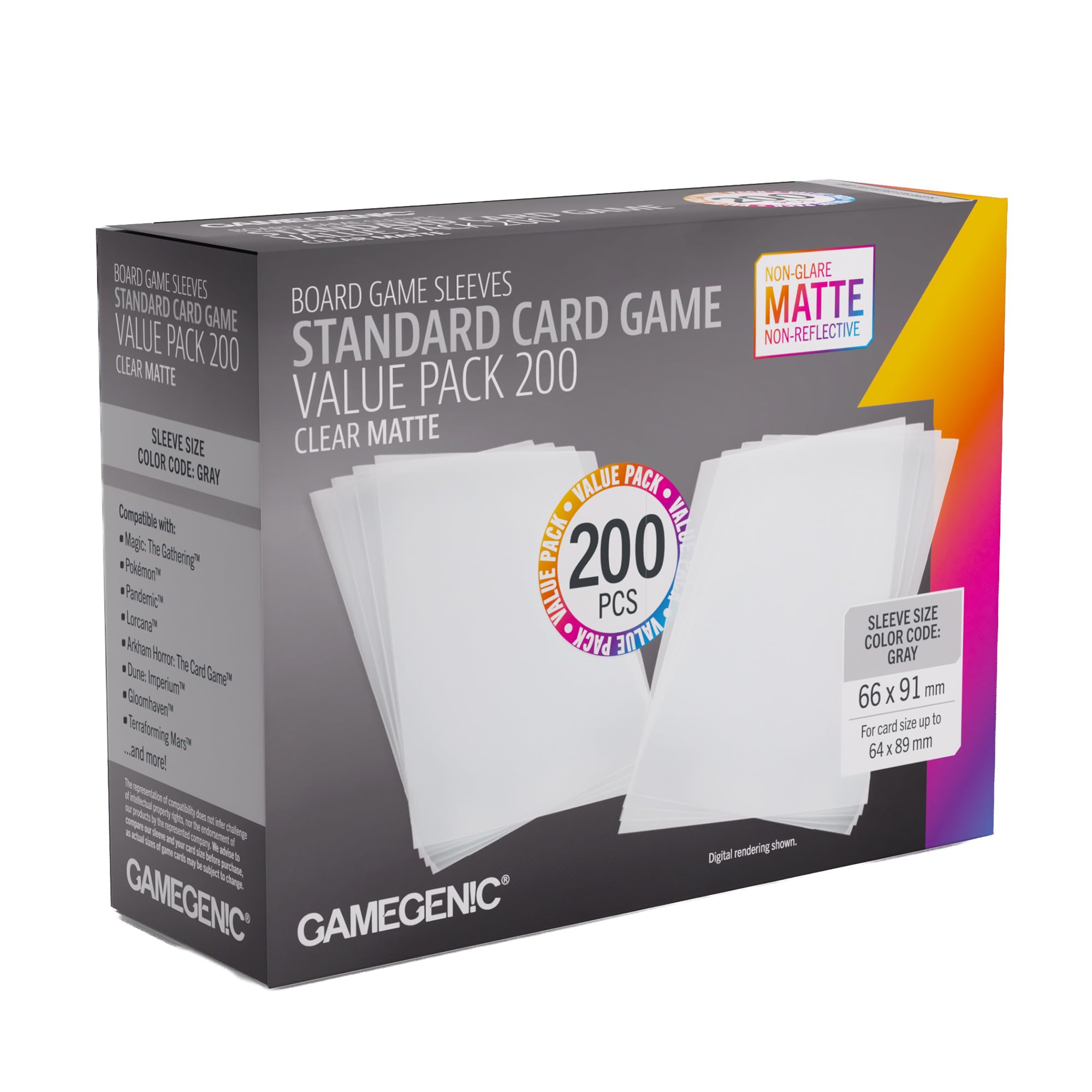 Gamegenic | Unit Matte Sleeves Value Pack - 200 Pack | Gaming Accessory