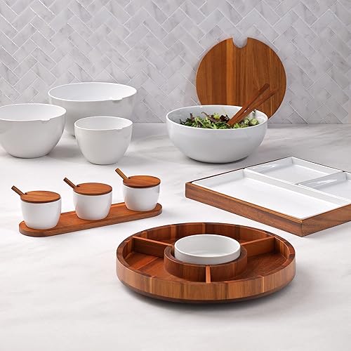 Miniatura 5 de Nambe Duets Collection Lazy Susan, organizador dividido, bandeja para servir, plato Crudité, cocina, comedor, exhibición y almacenamiento de